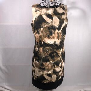 AB Studio Elegant Sleeveless Browns & Blacks Shift Women's Dress Sz 14
